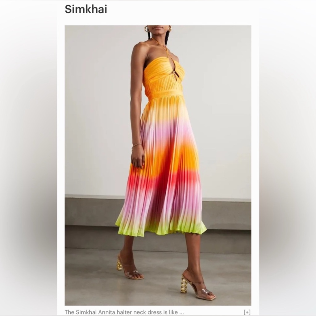 Jonathan Simkhai Ombre Halter Dress, Size 8, Champagne Spritz Color